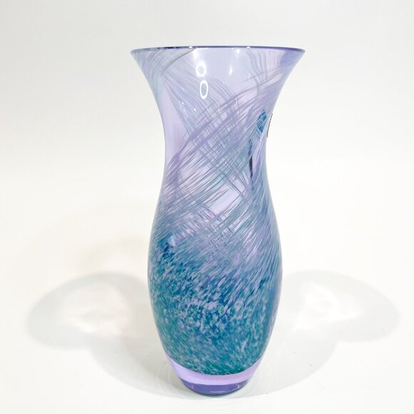 Caithness Scotland Purple Blue Swirl Blown Glass Bud Vase 5.5” Scotland - Picture 3 of 7